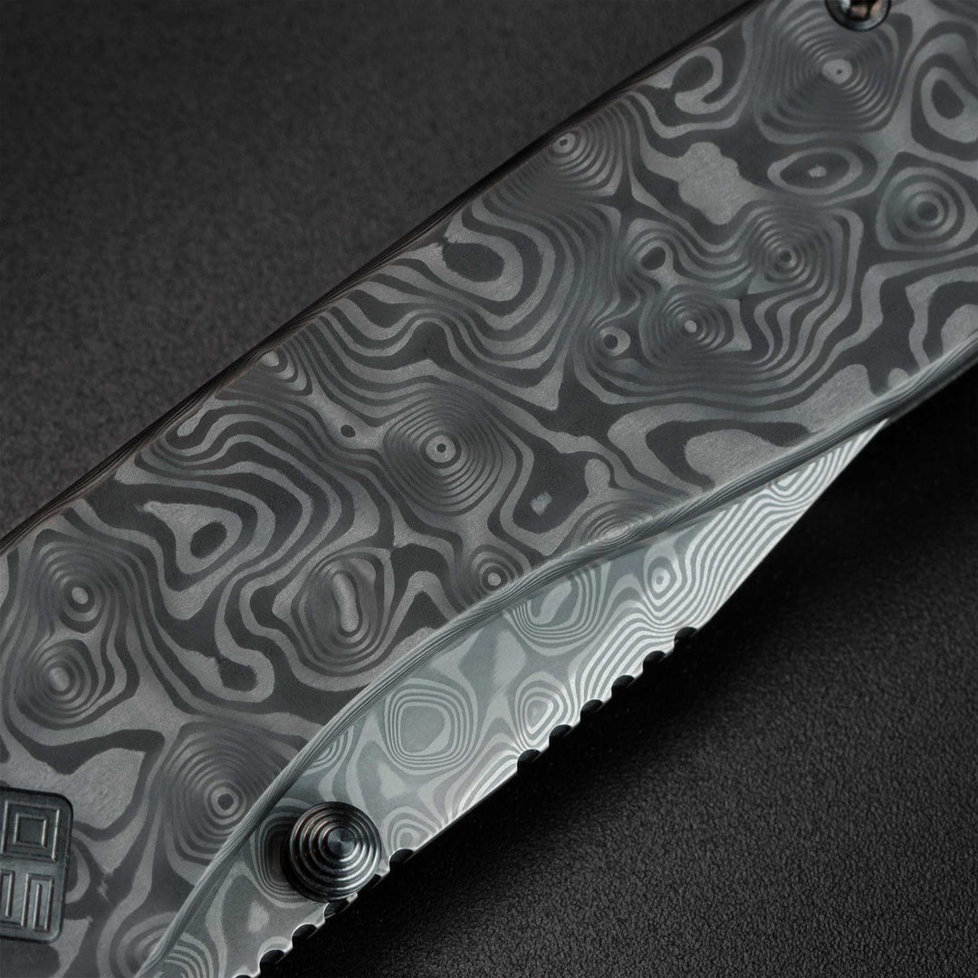 Damascus Delos Gentleman knife Black Dunes