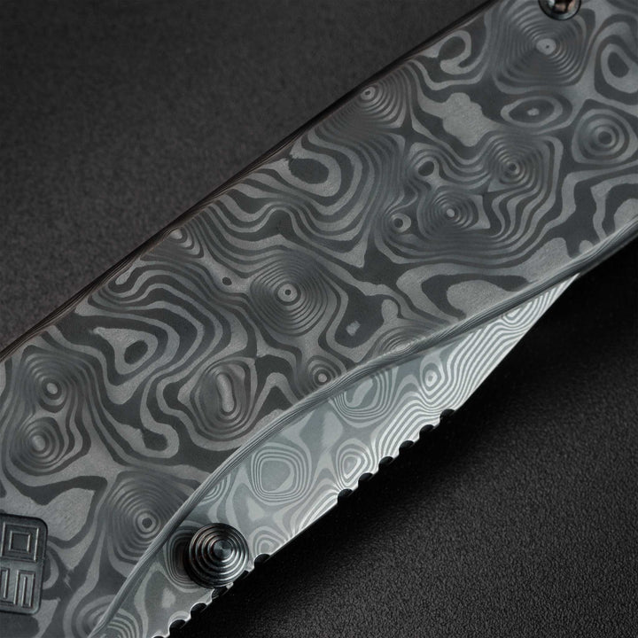 Damascus Delos Gentleman knife Black Dunes
