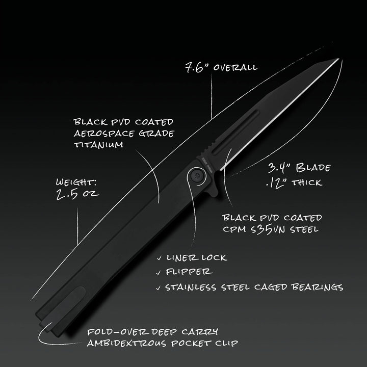 Solstice Executive knife Black Titanium + Black / Wharncliffe