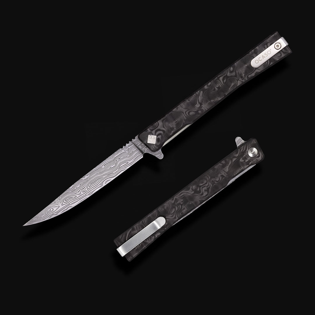 Damasteel Solstice Gentleman's Knife Black Dunes Fat Carbon