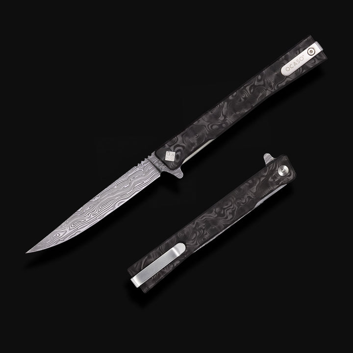 Damasteel Solstice Gentleman's Knife Black Dunes Fat Carbon