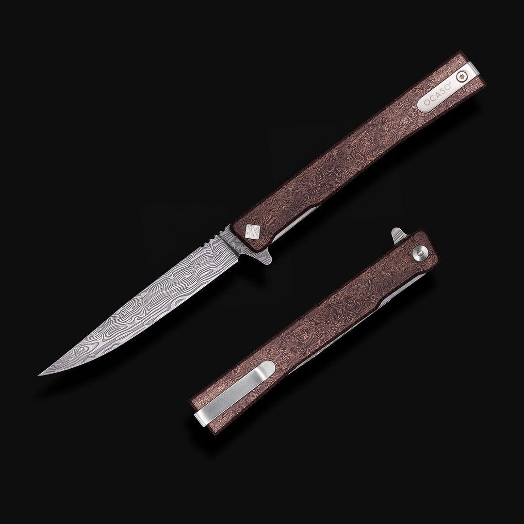 Damasteel Solstice Gentleman's Knife Space Coral Fat Carbon