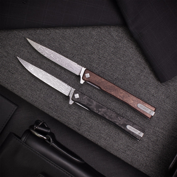 Damasteel Solstice Gentleman's Knife Space Coral Fat Carbon