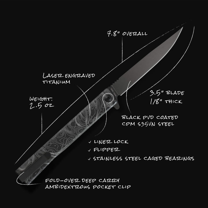 Engraved Titanium Solstice Gentleman's Knife