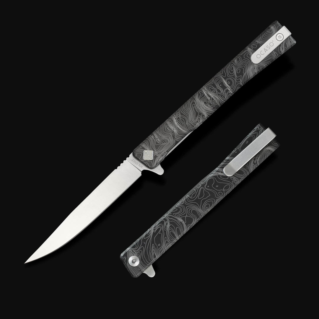 Engraved Titanium Solstice Gentleman's Knife