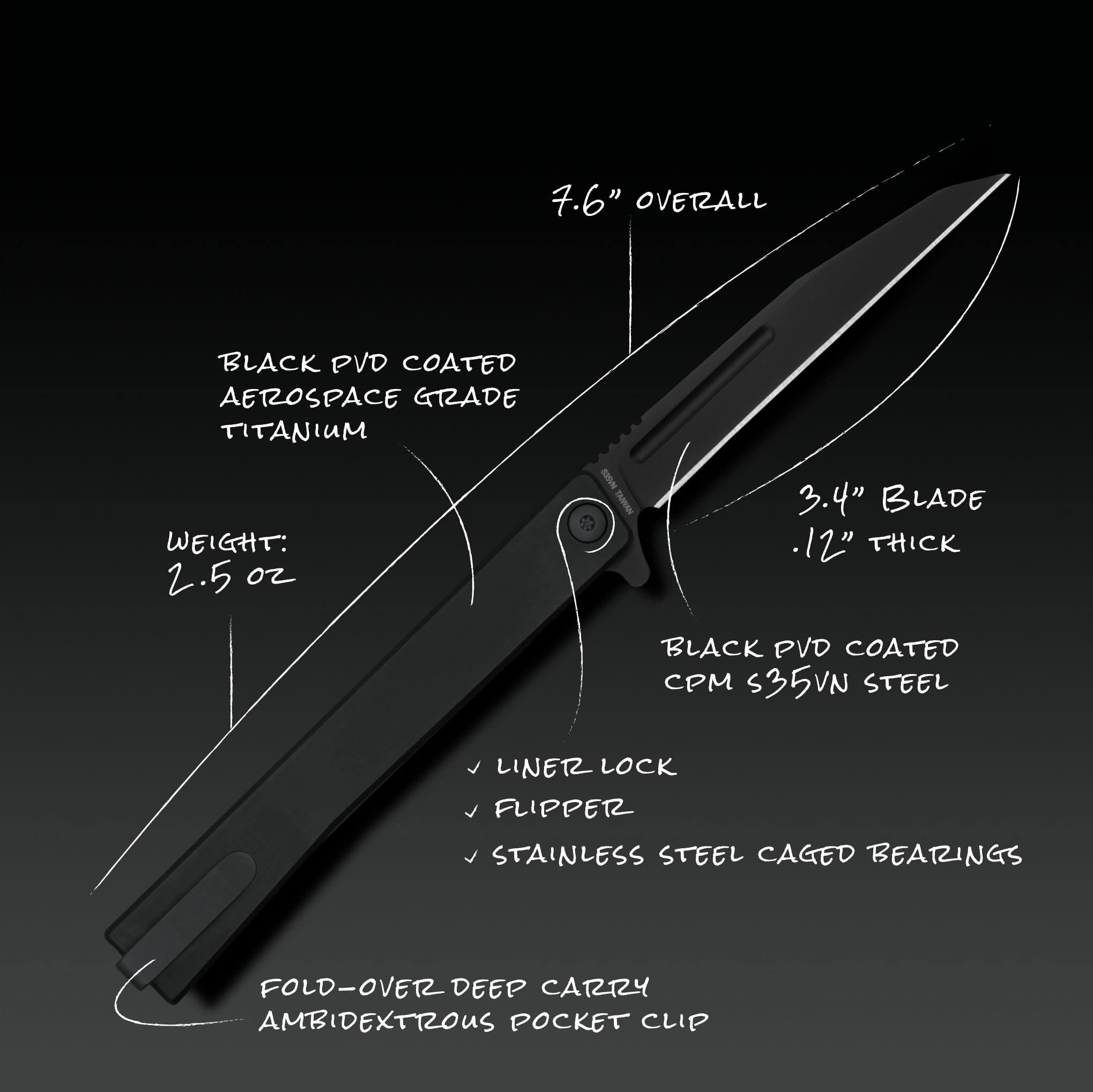 Titanium Solstice – CPM S35VN Gentleman's Knife designed by Andrew