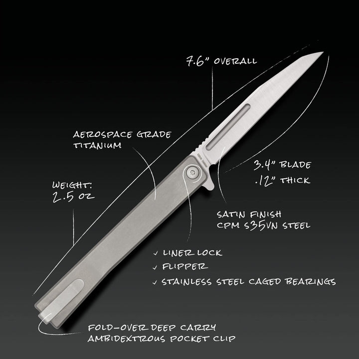 Solstice Executive knife Titanium + Satin / Wharncliffe