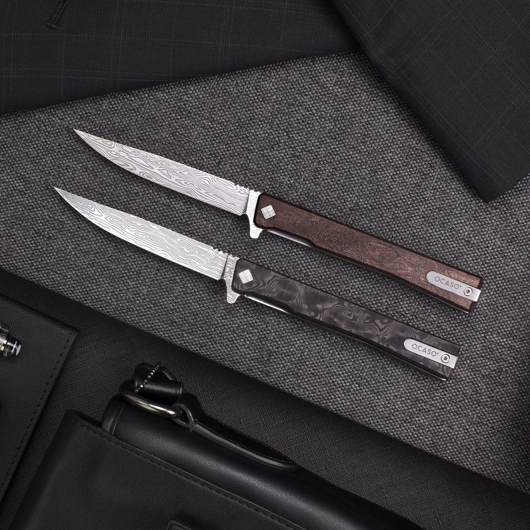 Damasteel Solstice Gentleman's Knife Space Coral Fat Carbon