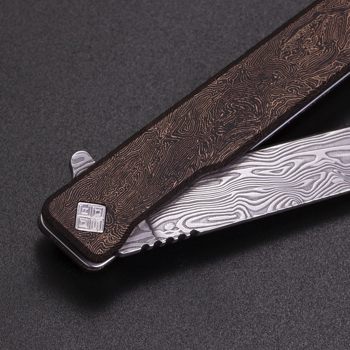 Damasteel Solstice Gentleman's Knife Space Coral Fat Carbon