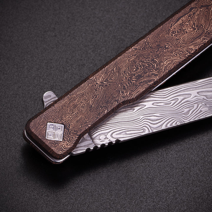 Damasteel Solstice Gentleman's Knife Space Coral Fat Carbon
