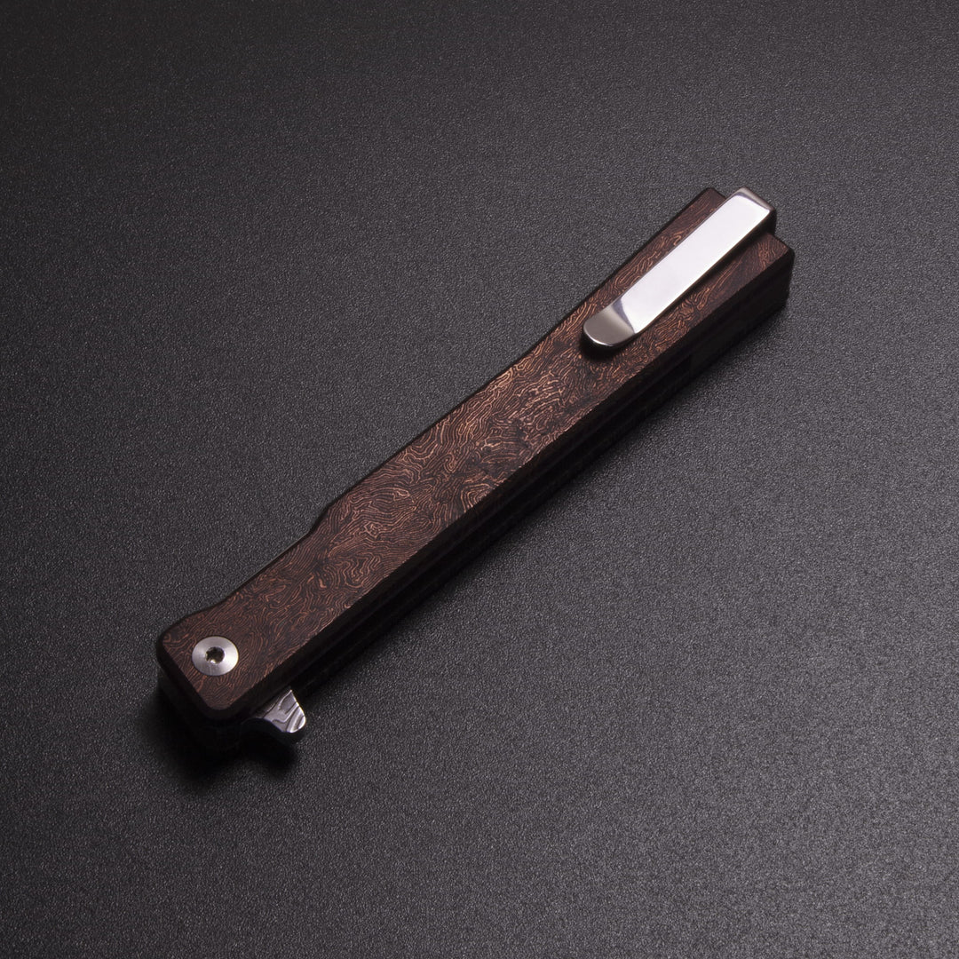 Damasteel Solstice Gentleman's Knife Space Coral Fat Carbon