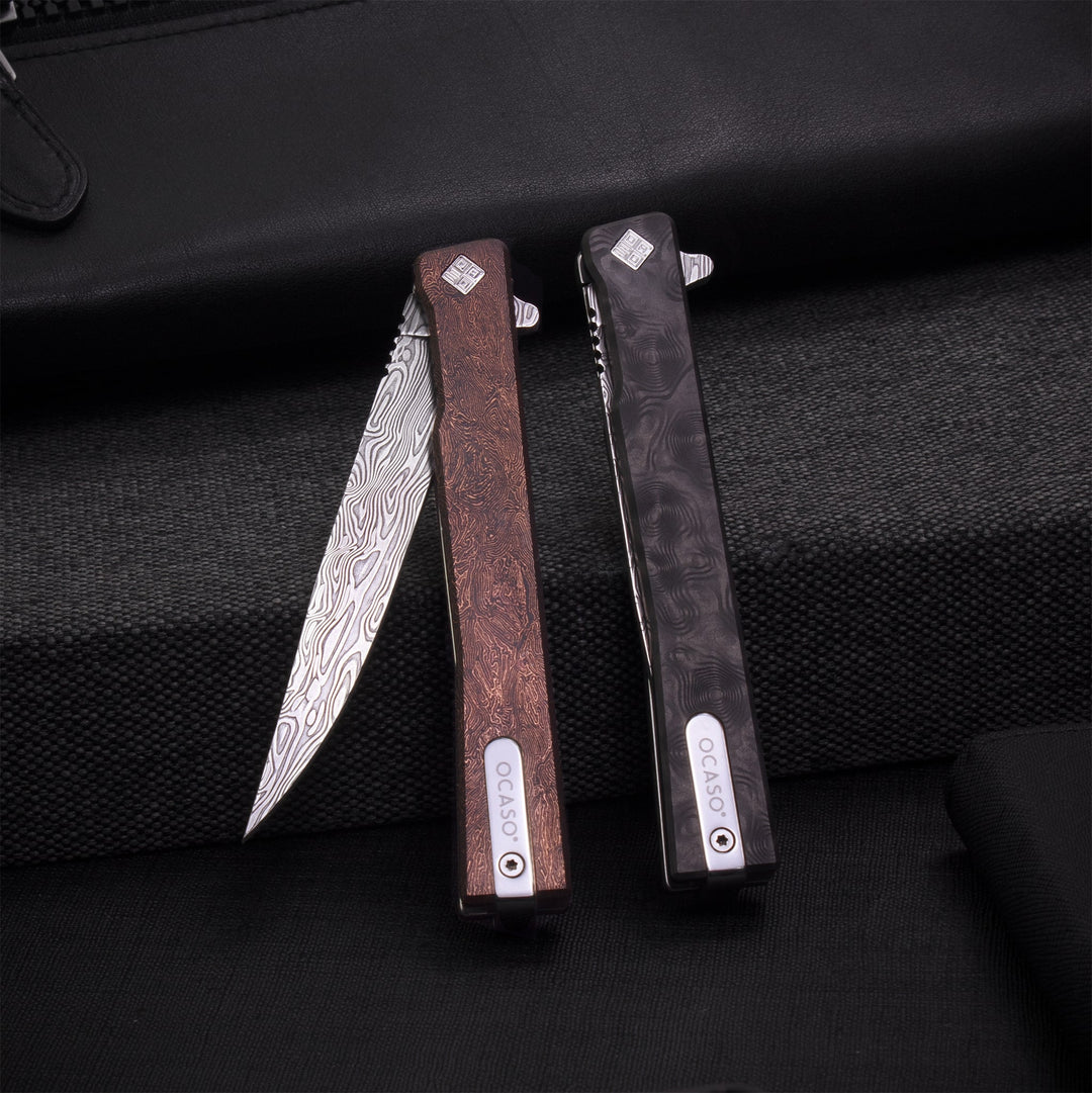 Damasteel Solstice Gentleman's Knife Space Coral Fat Carbon