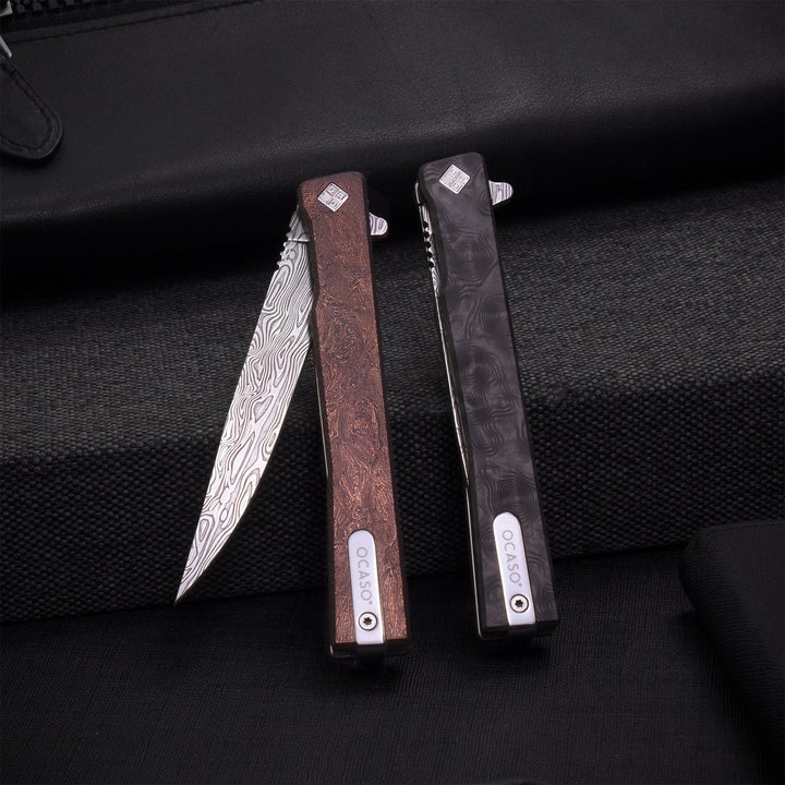 Damasteel Solstice Gentleman's Knife Space Coral Fat Carbon