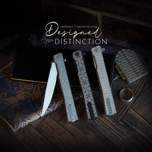 Engraved Titanium Solstice Gentleman's knife