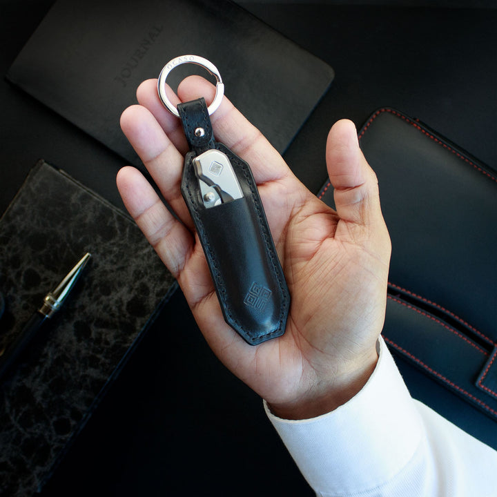 leather knife storage key slip steel key ring