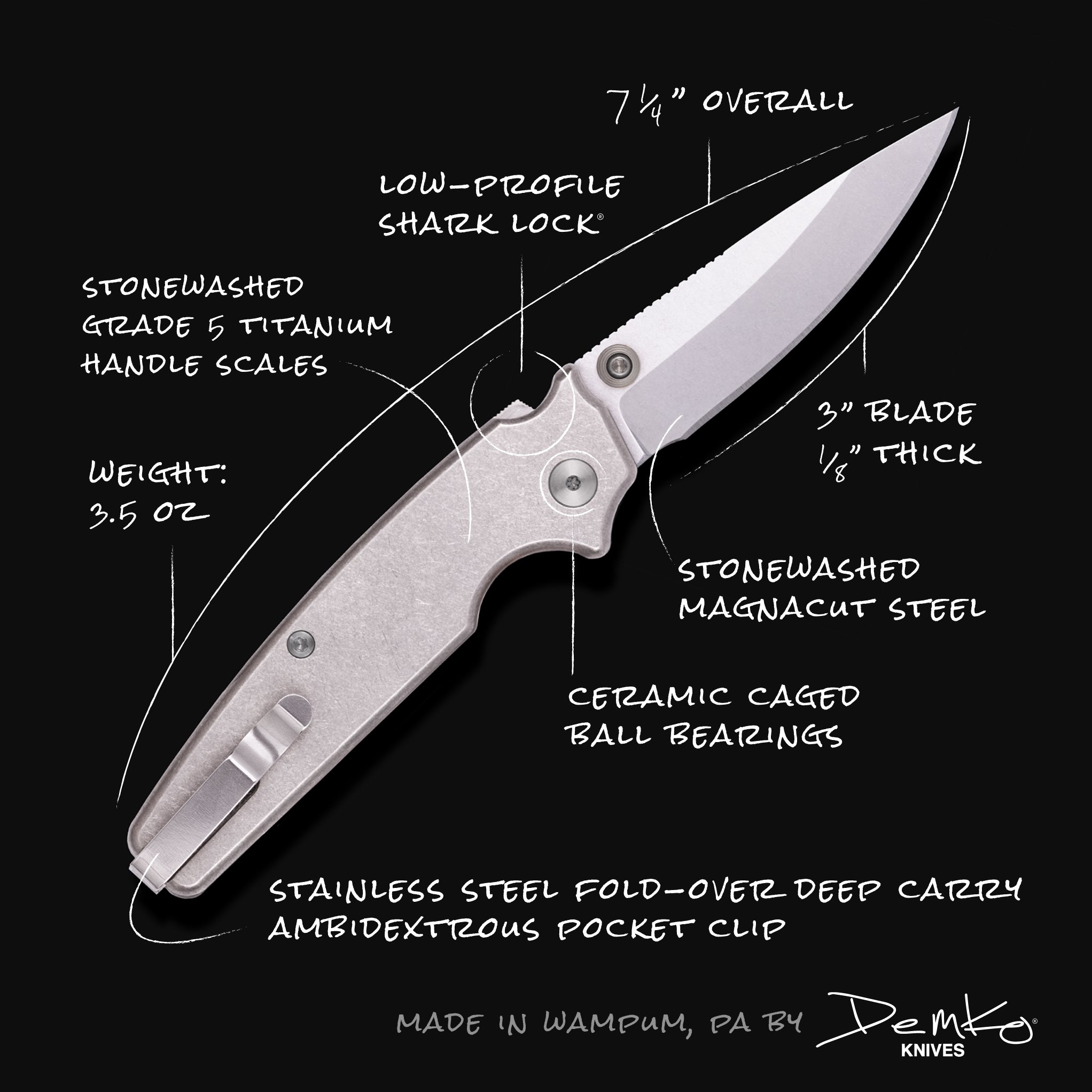ダイコーDESPERADO DS-1102MHS Regis - Ocaso x Demko Knives | CPM MagnaCut Folding Knife