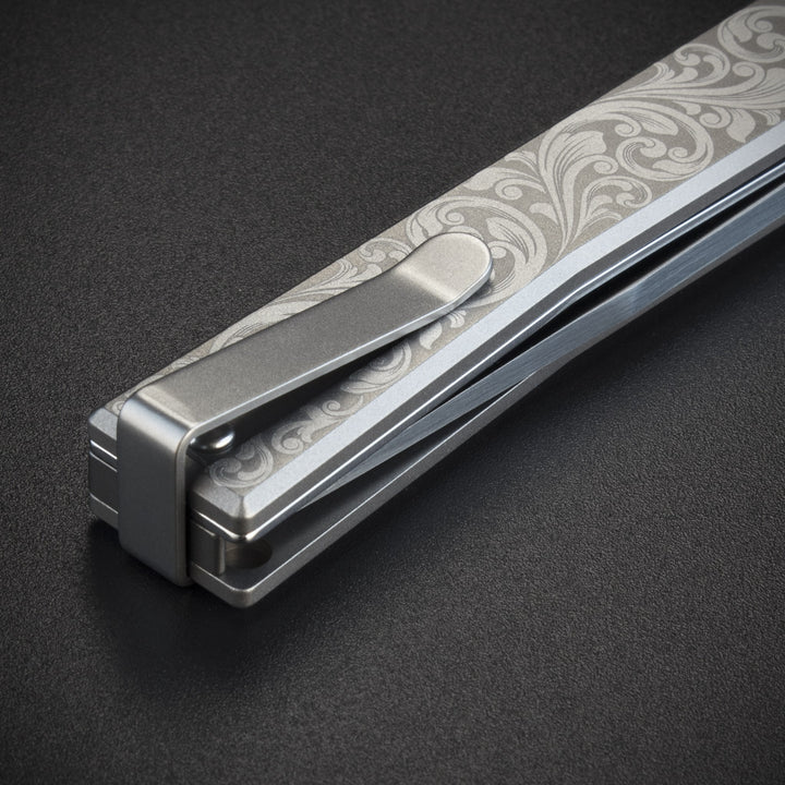 Engraved Titanium Gentleman's Knife