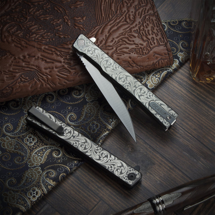 Engraved Titanium Gentleman's Knife