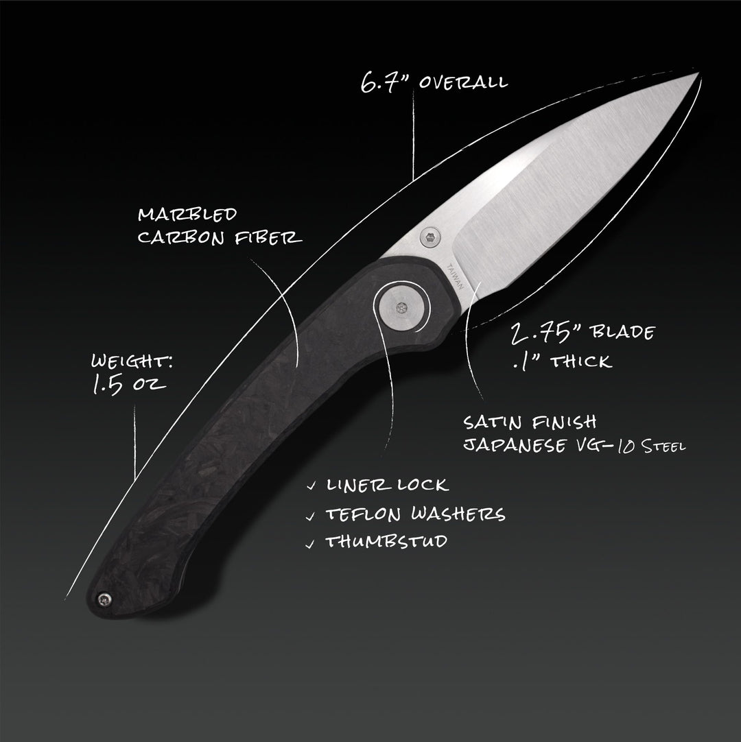 Seaton gentleman knife Large / Carbon Fiber + Satin