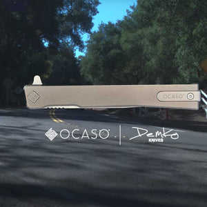 Image of knife overlay on road with logos