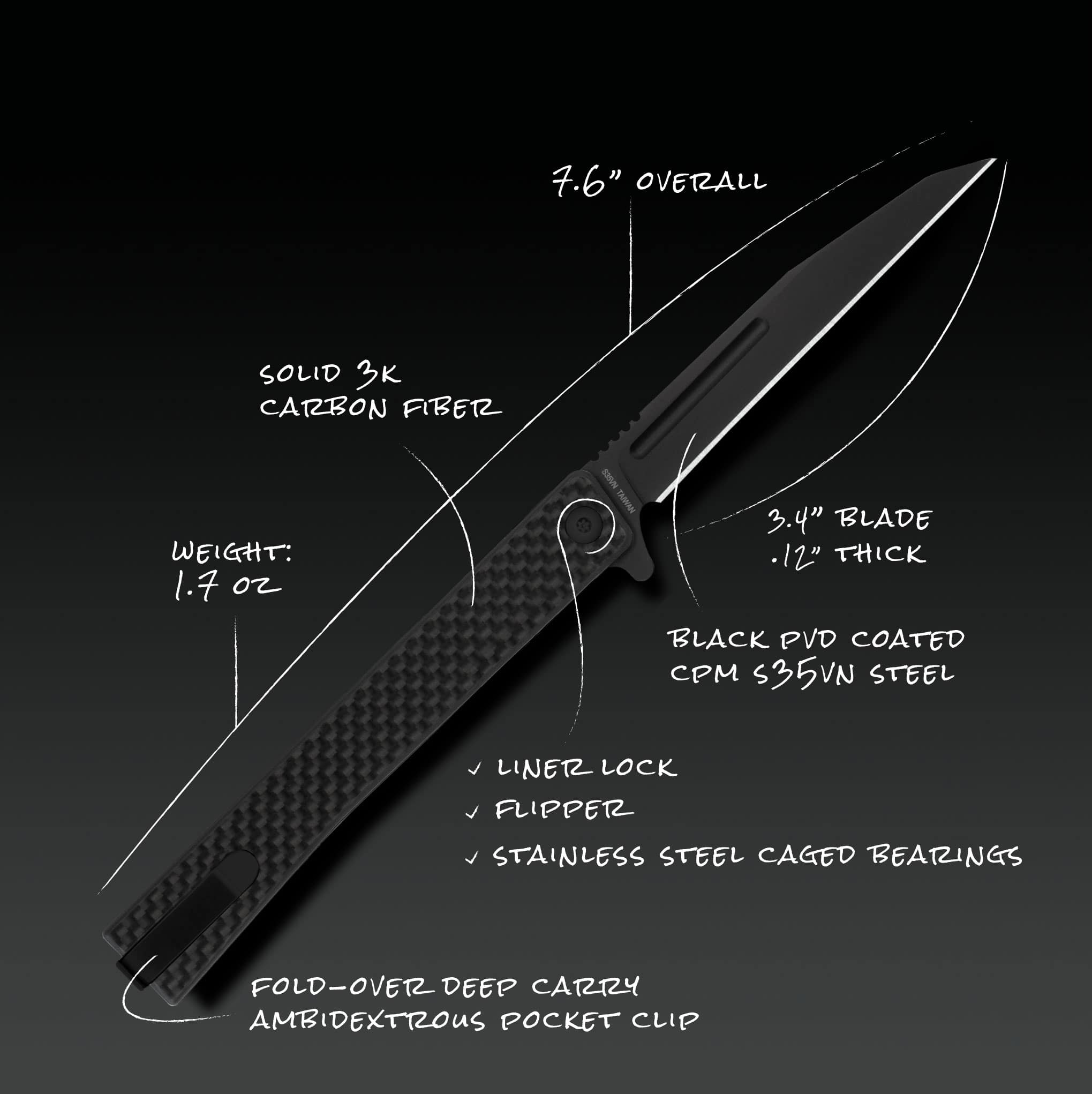 Carbon Fiber Solstice – CPM S35VN Gentleman's Knife designed by