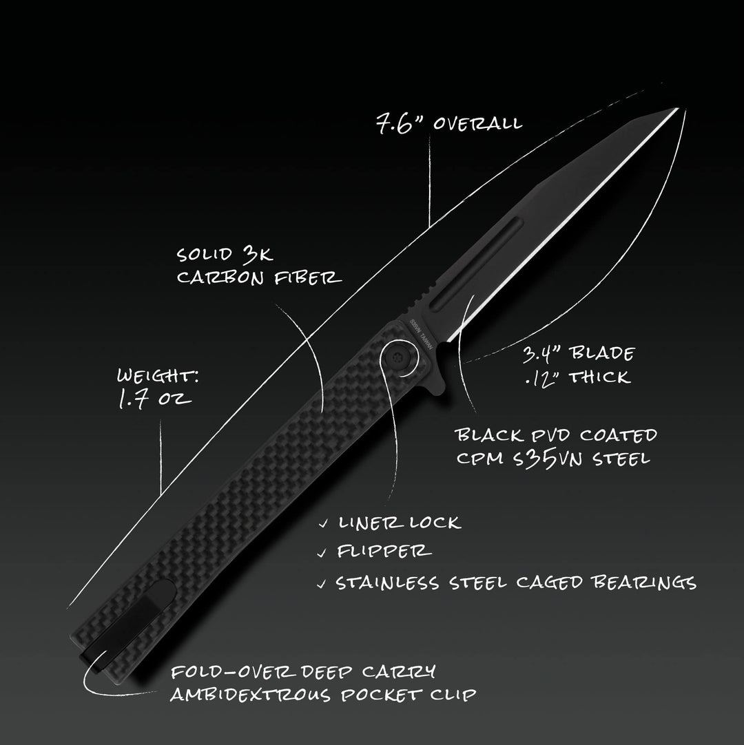 Solstice carbon fiber gentleman knife specs