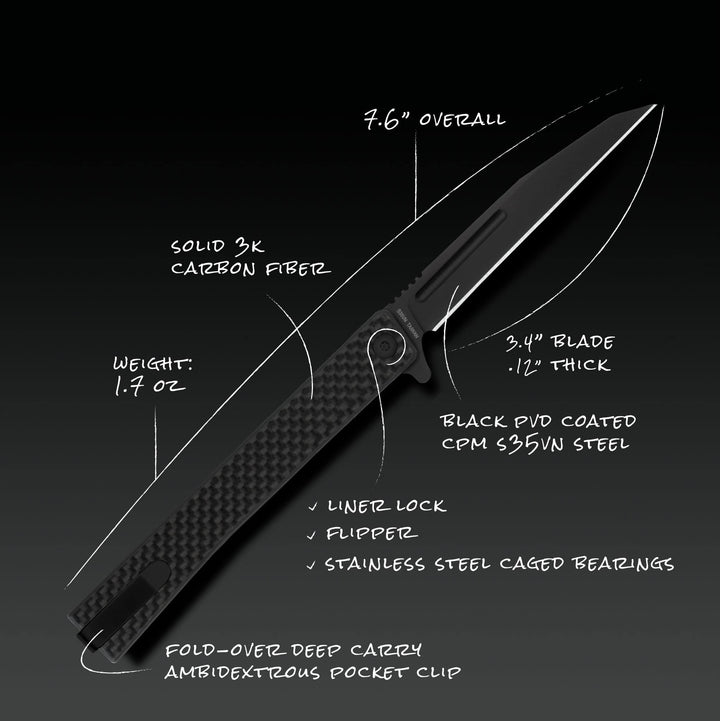 Solstice carbon fiber gentleman knife specs