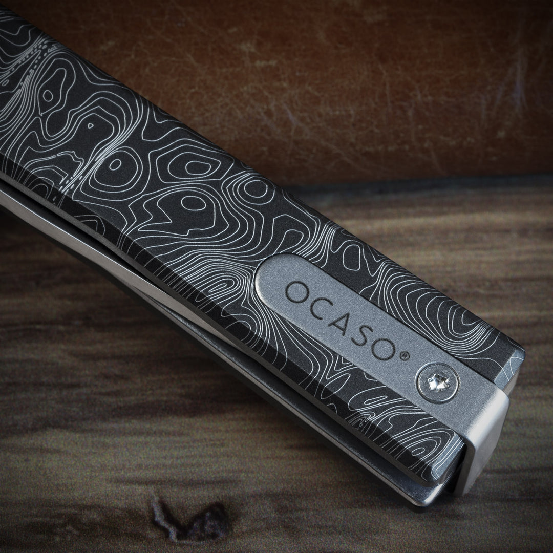 Engraved Titanium Solstice Gentleman's Knife