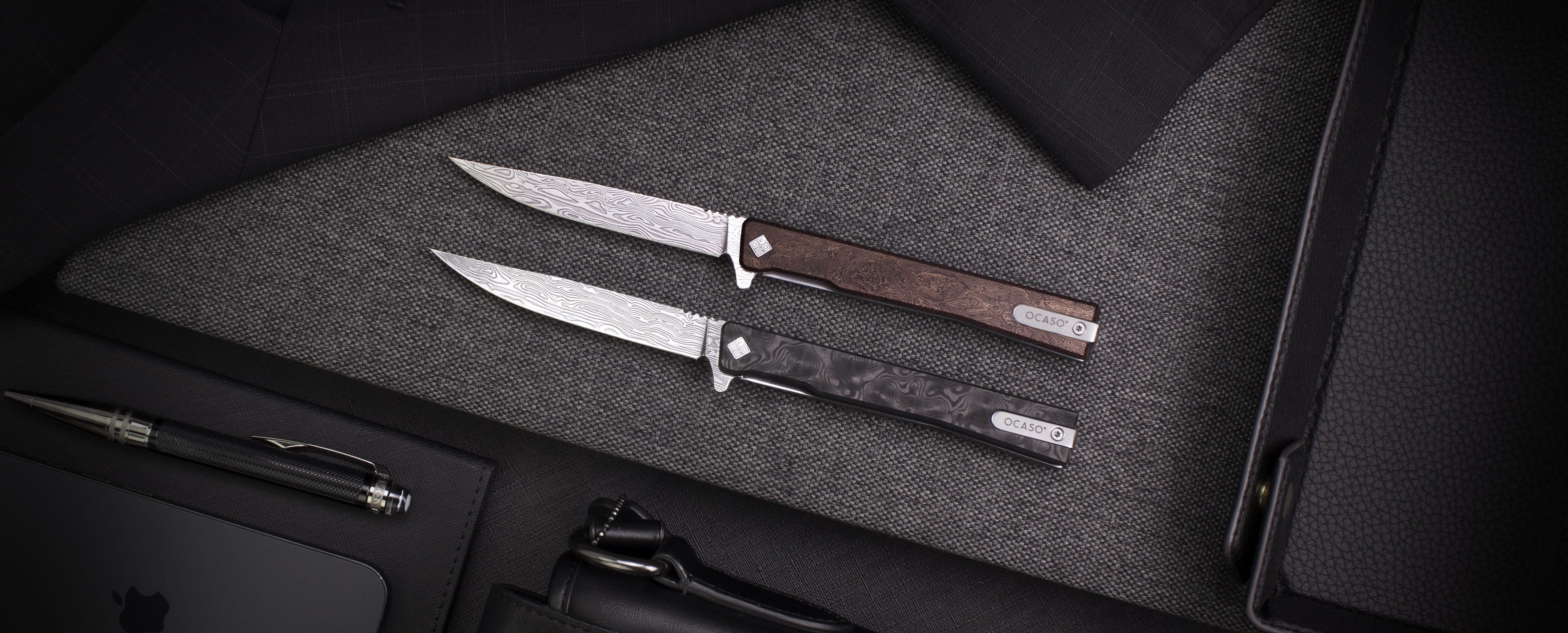 Damasteel Solstice Gentleman's Knife Space Coral Fat Carbon