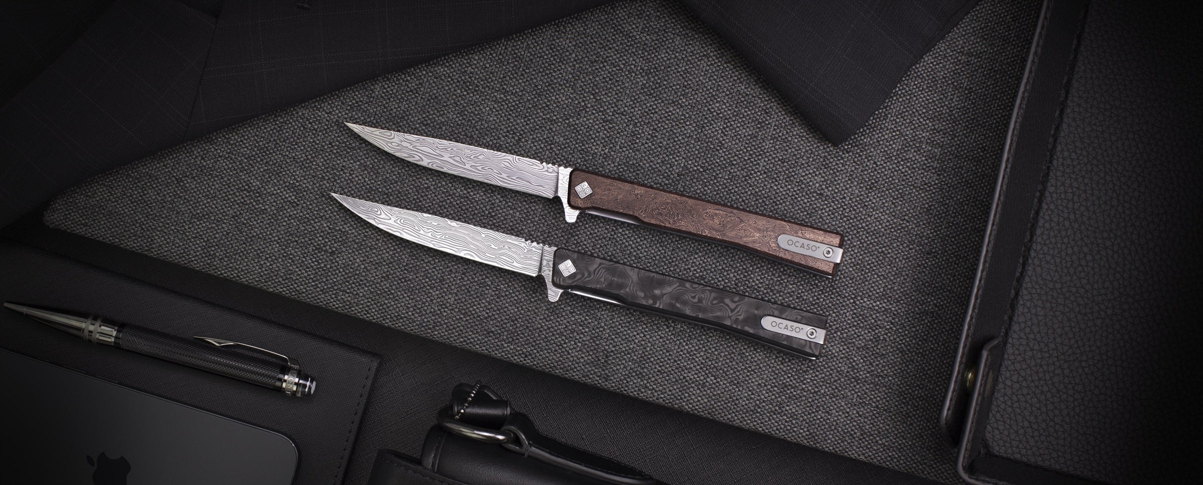 Damasteel Solstice Gentleman's Knife Space Coral Fat Carbon