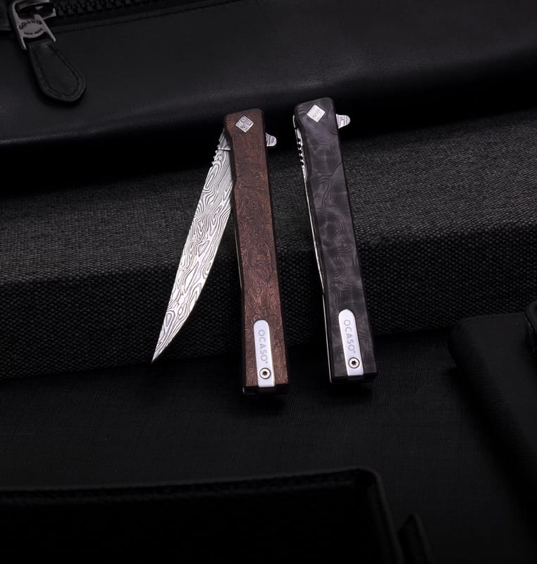 Damasteel Solstice Gentleman's Knife Space Coral Fat Carbon