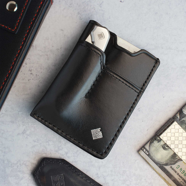 EDC leather wallet with knife