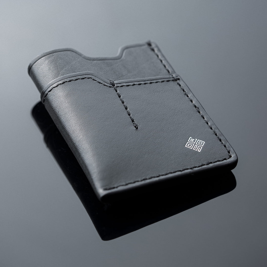 EDC knife wallet leather holds knife and pen