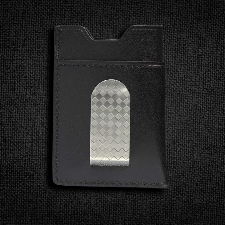 leather wallet stainless steel money clip