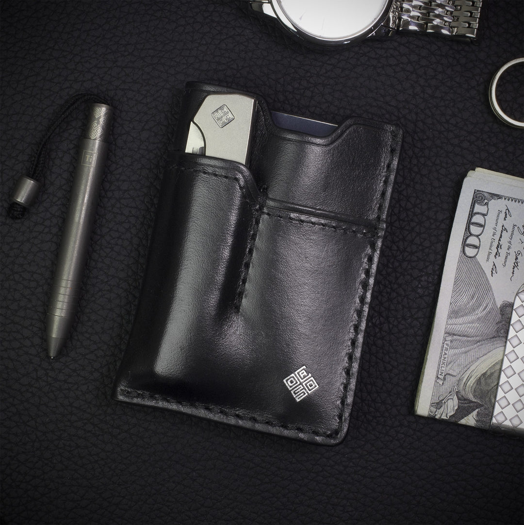 leather edc wallet with knife